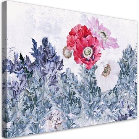Tableau sur toile Coquelicots peints dans le jardin 60x40 (1/5)