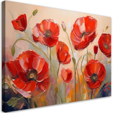 Tableau déco Coquelicots peints Fleurs rouges 100x70 (1/5)