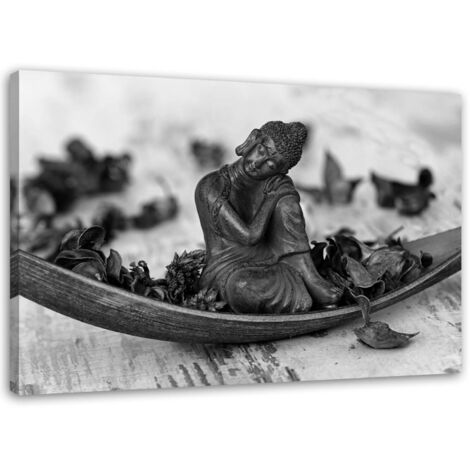 Tableau sur toile Bouddha Zen Spa noir et blanc 60x40 (1/5)