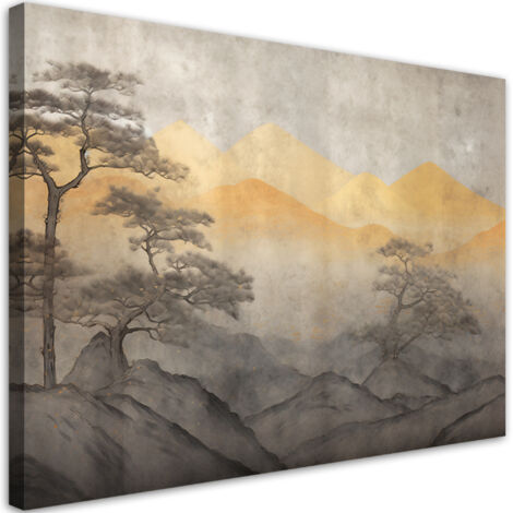 Tableau sur toile Paysage de montagne en or 90x60 (1/5)