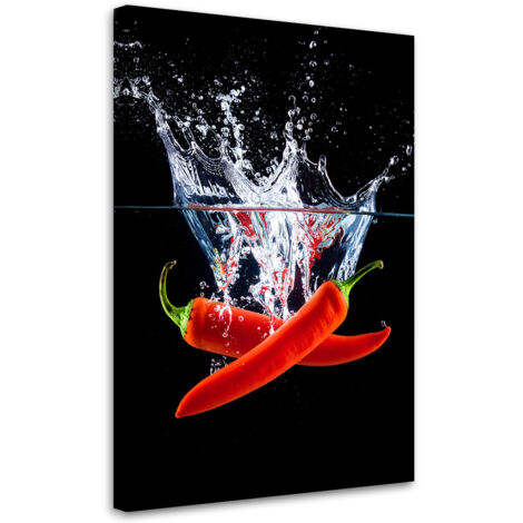Tableau déco Piments rouges dans l'eau 60x90 (1/4)