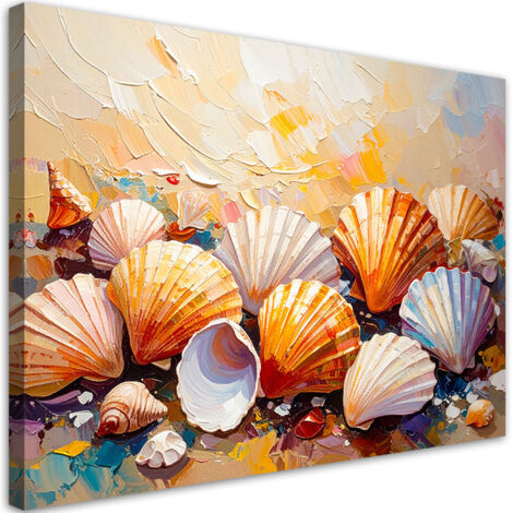 Tableau déco Coquillages colorés Plage imitation peinture 100x70 (1/4)