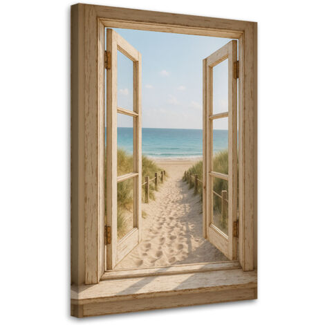 Tableau déco Vue depuis une fenêtre sur la plage 40x60