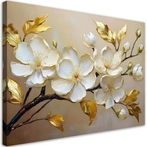 Tableau déco Magnolia White Flower Nature 90x60 (1/5)