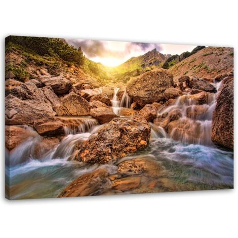 Tableau sur toile Chute d'eau Montagne Pierre 90x60 (1/5)