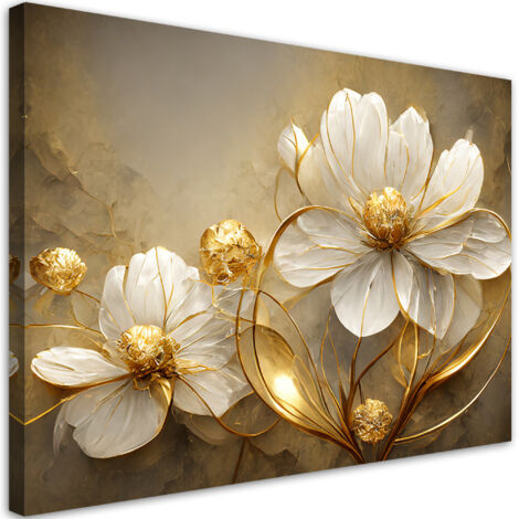 Tableau déco Fleurs or Abstrait Glamour 100x70 (1/5)