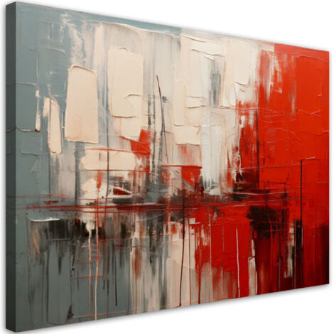 Tableau déco Abstraction moderne rouge beige 60x40 (1/5)