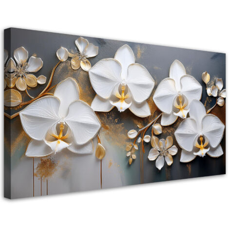 Tableau déco Abstraction Orchidée Fleur Blanche 80x40 (1/5)