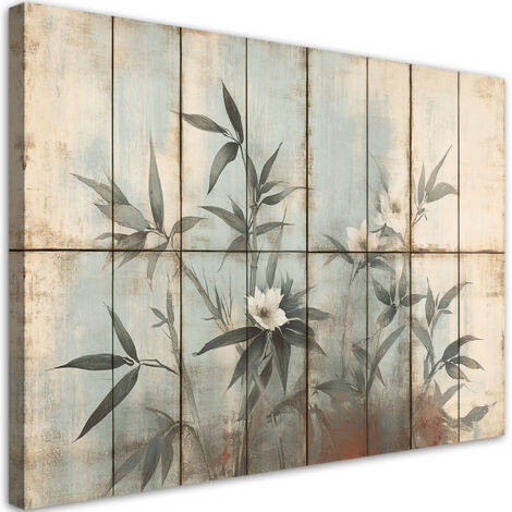 Tableau déco Tiges de plantes et fleurs sur fond pastel 60x40 (1/5)