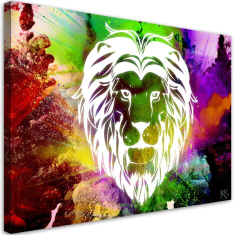 Tableau sur toile Abstraction colorée du lion 90x60 (1/5)