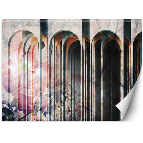 Papier peint Colonnes Fleurs Rose 3D 300x210 (1/5)