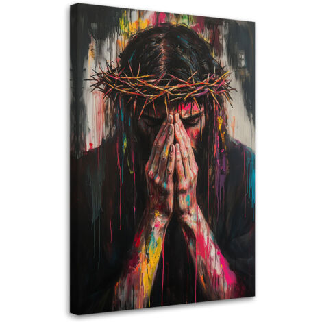 Tableau déco Jésus avec une couronne d'épines 60x90 (1/5)