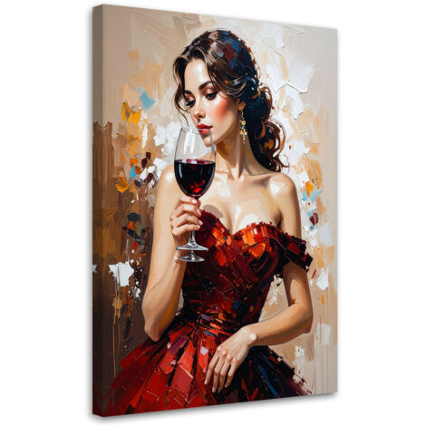 Tableau déco Fille avec un verre de vin 40x60 (1/4)