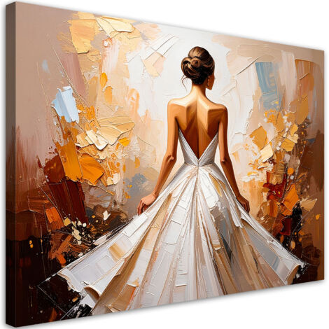 Tableau déco Femme en robe blanche élégante 100x70