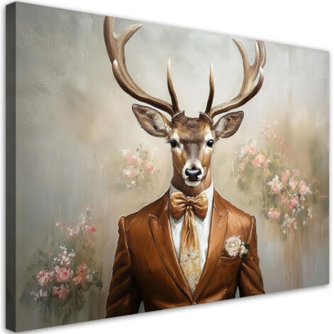Tableau déco Costume de cerf Fleurs rétro 60x40 (1/5)