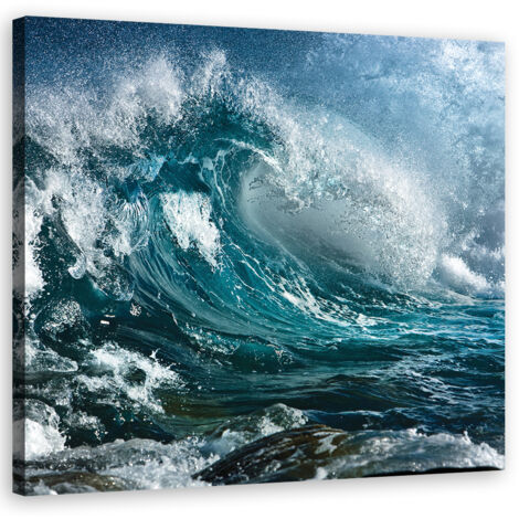Tableau déco Vague turquoise 60x60 (1/5)