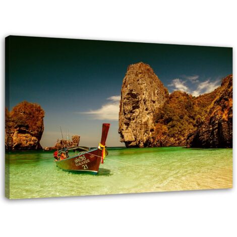 Tableau sur toile Plage tropicale Montagne 60x40 (1/5)