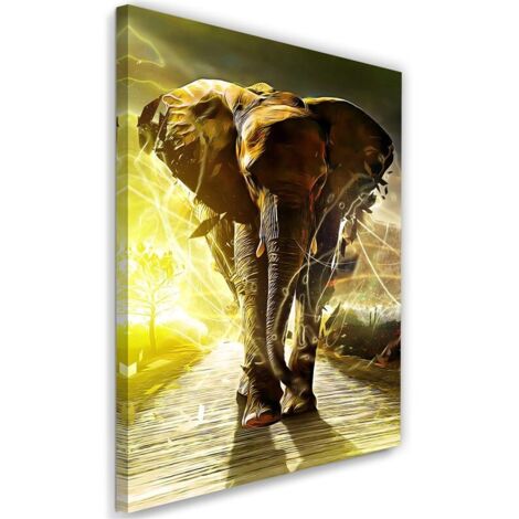 Tableau sur toile Eléphant sur la route Afrique 40x60 (1/5)