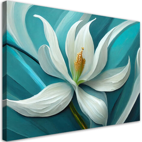 Tableau sur toile Tableau sur toile Lys turquoise peint 60x40 (1/5)
