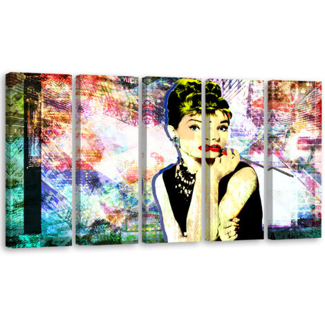 Tableau sur toile Tableau sur toile en 5 parties Audrey Hepburn Couleur 100x70 (1/5)