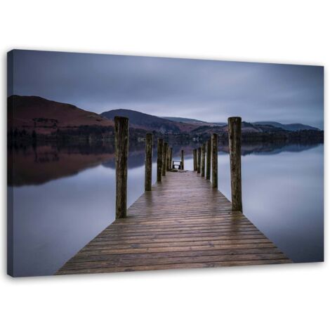 Tableau sur toile Passerelle au bord du lac 60x40 (1/5)