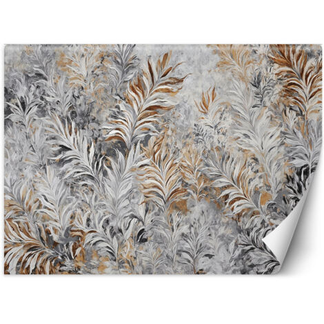 Papier peint Feuilles abstraites Gris Or 400x280 (1/5)