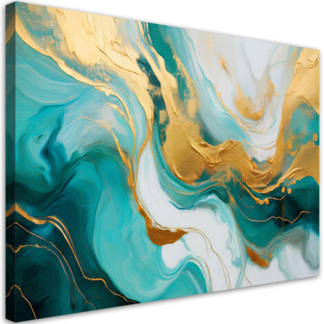 Tableau déco Texture abstraite de marbre or turquoise 100x70 (1/5)