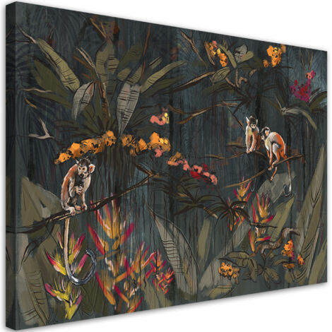 Tableau sur toile Singes dans la jungle 100x70 (1/5)