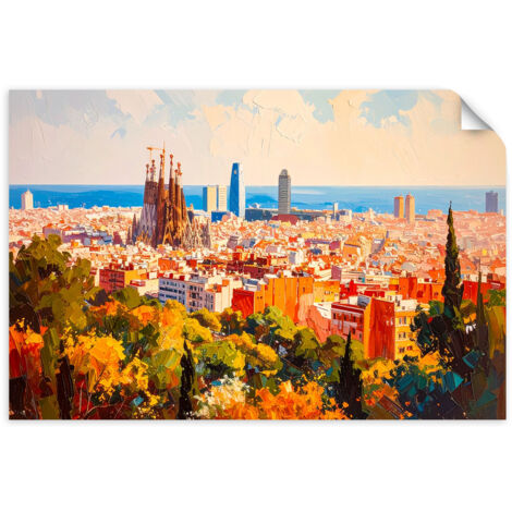 Poster autocollant Paysage urbain de Barcelone 100x70 (1/3)
