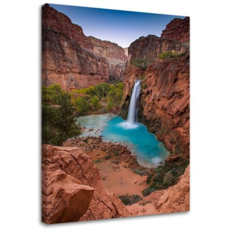 Tableau sur toile Cascade Nature Rocher 40x60 (1/5)
