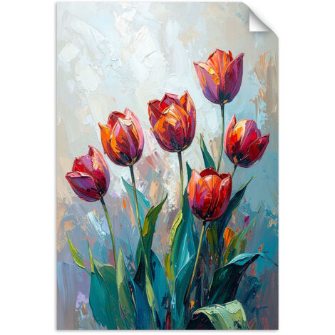 Autocollant mural Tulipes rouges Fleurs comme un tableau 40x60 (1/3)