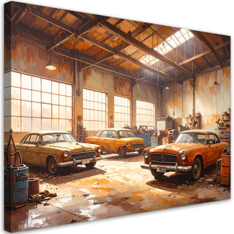 Tableau déco Voitures anciennes style rétro vintage 100x70