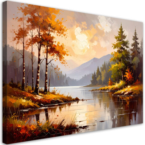 Tableau déco Rivière Arbres Paysage montagneux 60x40 (1/4)