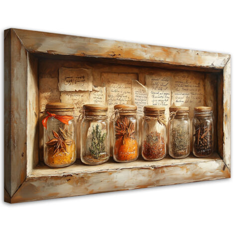 Tableau déco Herbes Épices Vintage 100x50 (1/5)