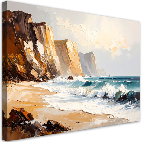 Tableau déco Rochers Plage Mer comme dans un tableau 90x60 (1/4)