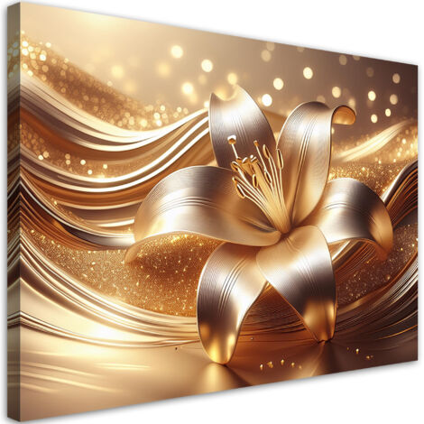 Tableau déco Fleur Or Glamour 60x40 (1/5)