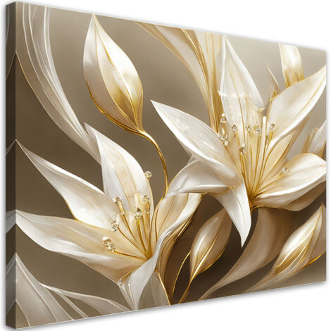 Tableau sur toile Tableau sur toile Lys en or 100x70 (1/5)