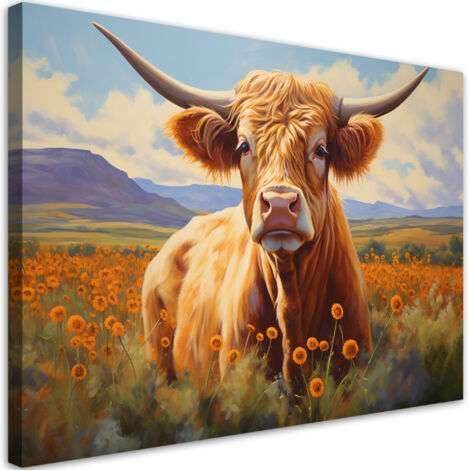 Tableau déco Vache écossaise dans un pré 60x40