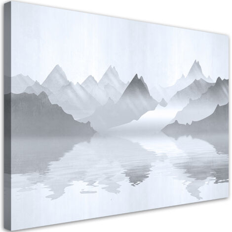 Tableau sur toile Montagnes sur l'abstraction du lac 100x70 (1/5)