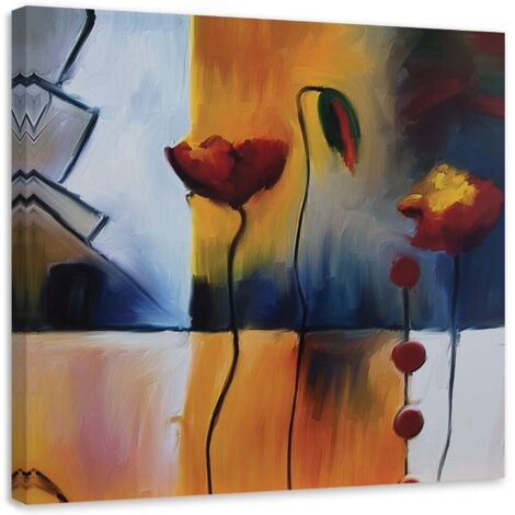Tableau déco Coquelicots Rouge comme peint 60x60 (1/5)