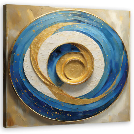 Tableau déco Bleu Abstraction Ronde 60x60 (1/5)