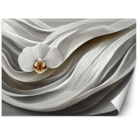 Papier peint Orchidée blanche et abstraction 3D 100x70 (1/5)
