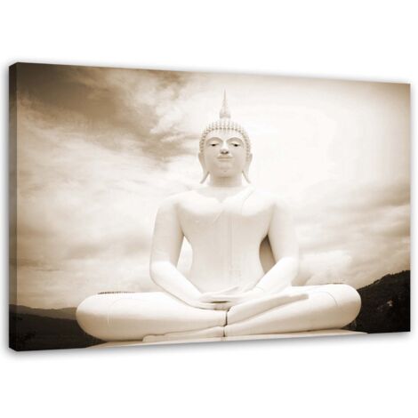 Tableau sur toile Bouddha blanc Spa 60x40 (1/5)