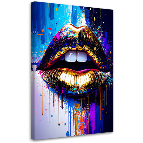 Tableau déco Lèvres dorées abstraites Glamour 40x60 (1/4)