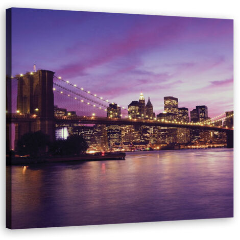 Tableau sur toile Pont de New York City Violet 40x40 (1/5)
