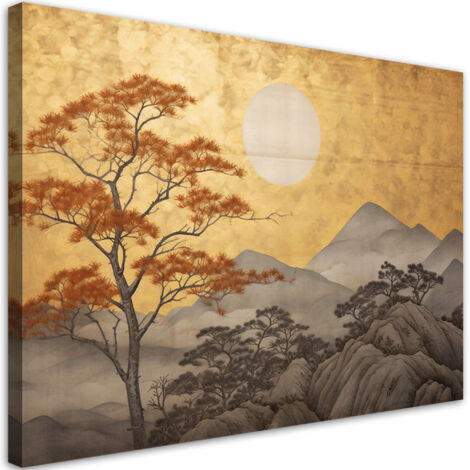 Tableau sur toile Impression pour le salon - Paysage de montagne doré 60x40 (1/5)