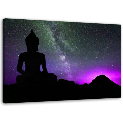 Tableau sur toile Bouddha Aurore boréale 60x40 (1/5)