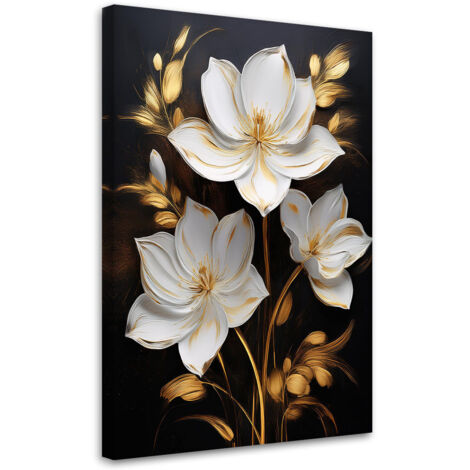 Tableau déco Fleurs de Magnolia Minimalisme doré 40x60 (1/5)
