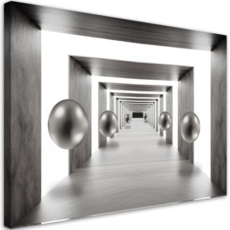 Image sur toile, Tunnel de boules d'argent 3D - 60x40 (1/5)