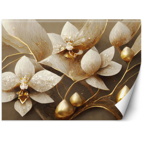 Papier peint Fleurs 3D glamour or 200x140 (1/5)